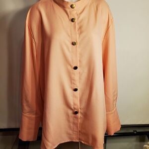 STYLEWE Peach Button-Down Shirt with Gold Buttons, 2XL